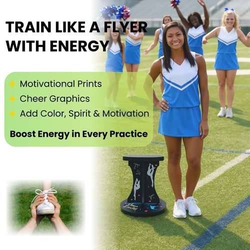 Cheerleading Flyer Training Stand Balance Trainer for Flyers Stunt Practice Stability Board Core Strength and Balance Drill Equipment for Cheer Dance Gymnastics (sky black)
