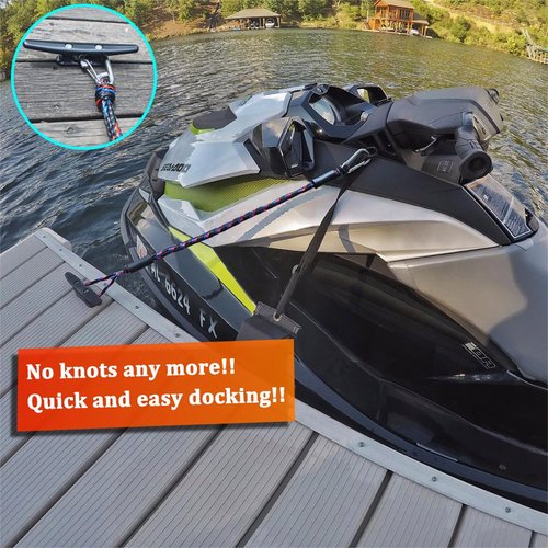 Botepon Boat Bungee Dock Lines - Shock-Absorbing PWC Accessories with 316 Stainless Clips | 4 Feet Length