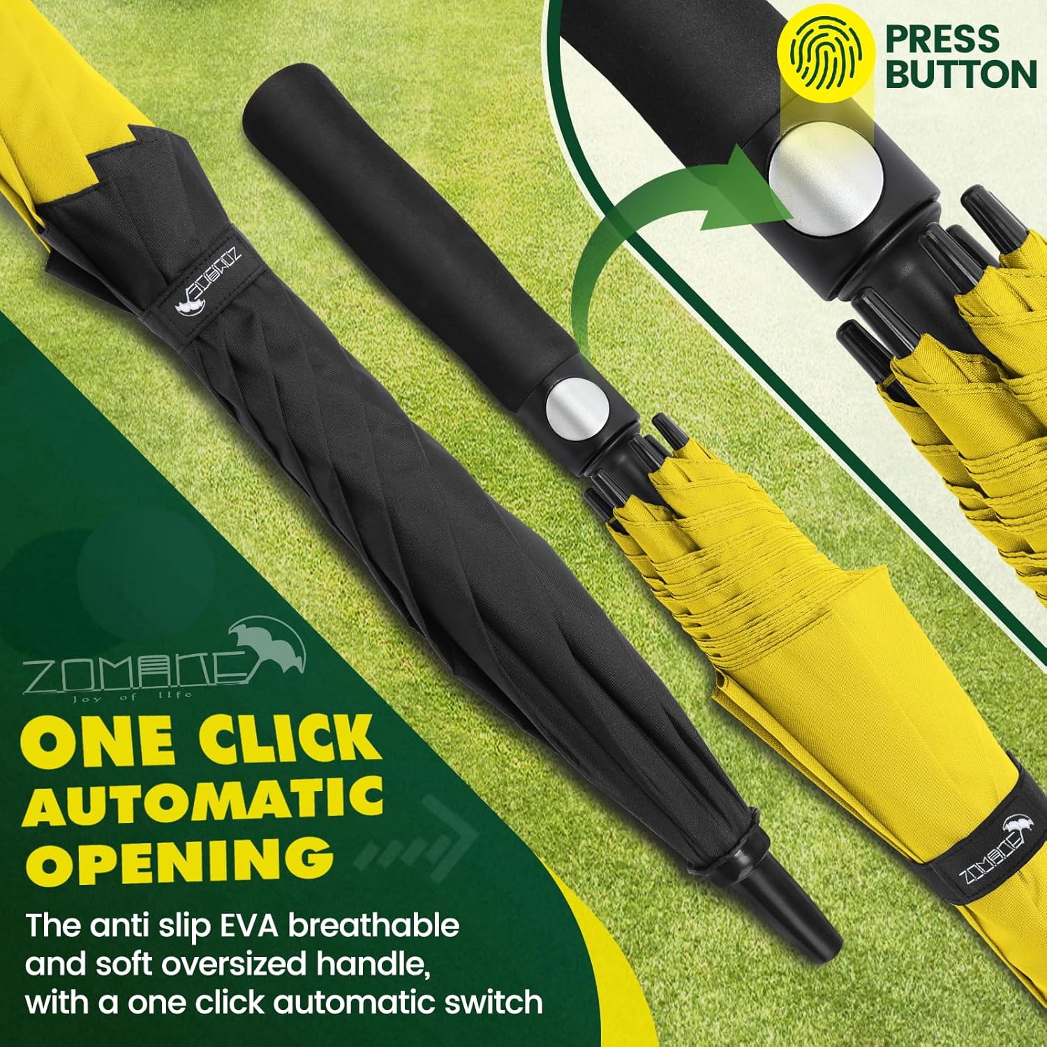 ZOMAKE Golf Umbrella - Large 62/68 Inch Windproof Automatic Open Double Canopy | Waterproof Design