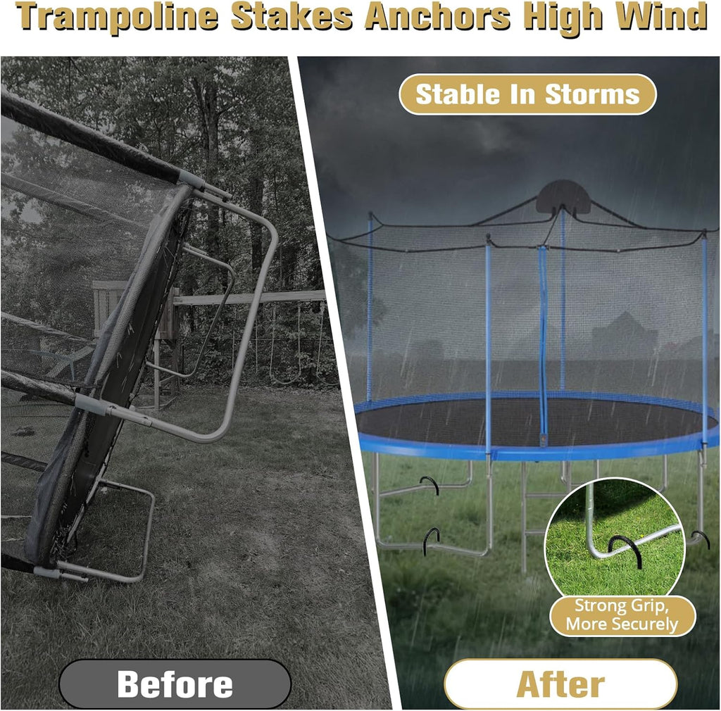 Skiennix Trampoline Stakes - Heavy Duty 12 Inch U-Shaped Ground Anchors | Galvanized Steel for Outdoor Use