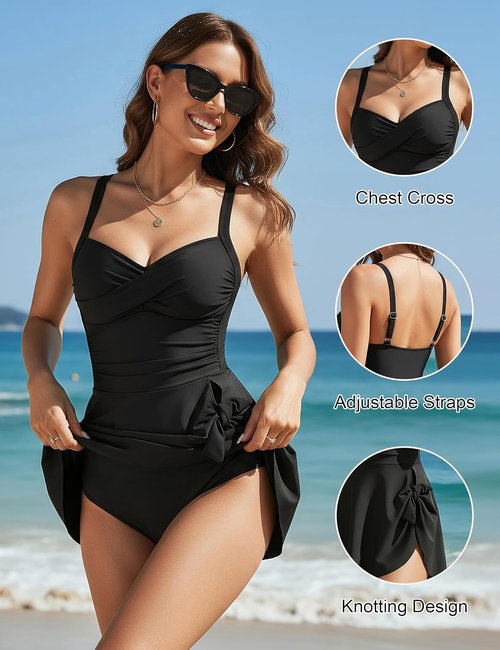 Blooming Jelly One Piece Swim Dress - Tummy Control Modest Bathing Suit | Full Coverage Swim Skirt