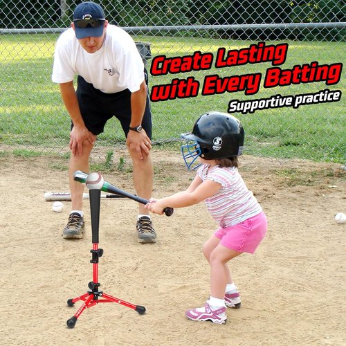 BaseGoal Baseball Tee - Adjustable Youth Batting & Softball Hitting Tee | Perfect for Teeball & Travel