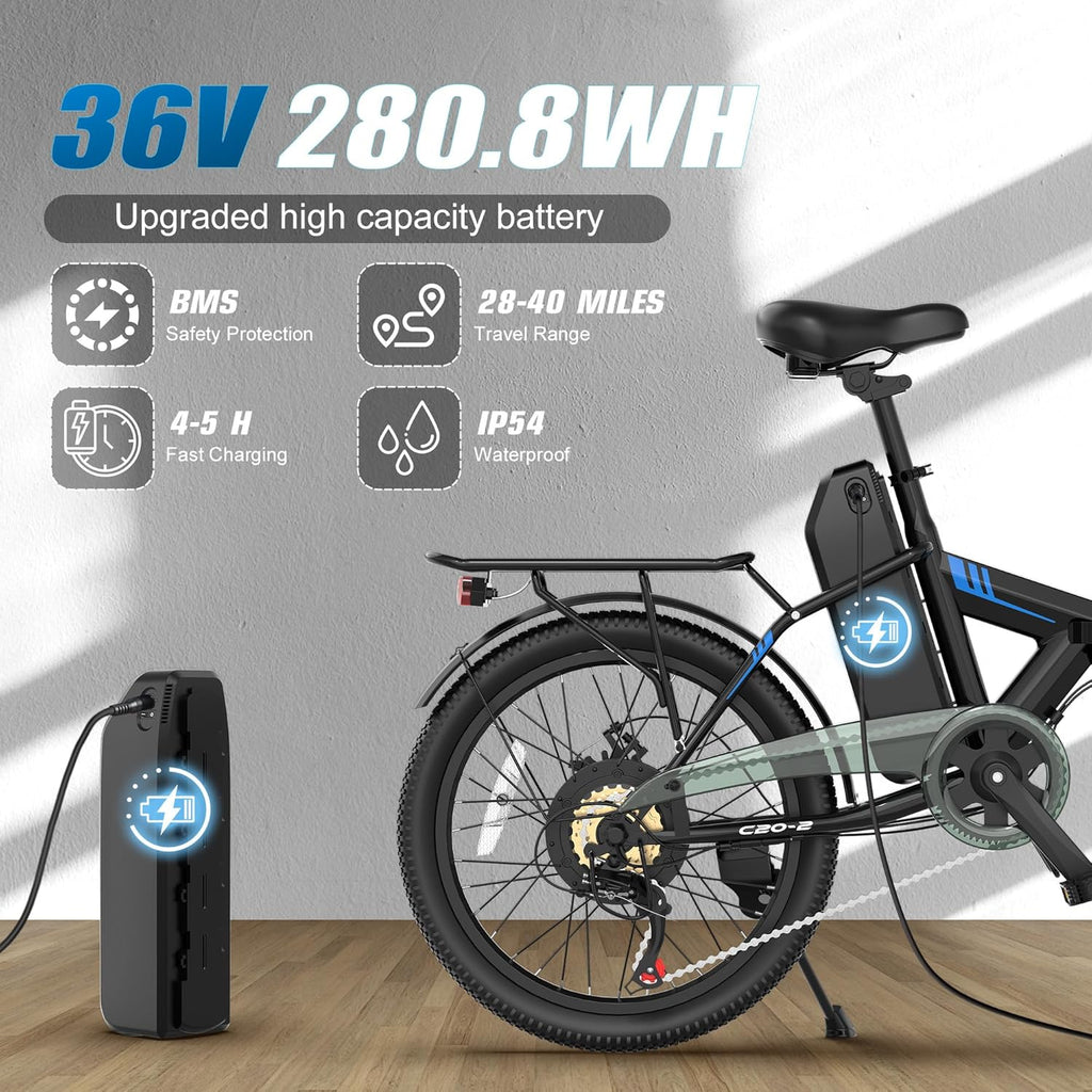 VARUN Electric Bike - 500W Folding Ebike with 36V Removable Lithium Battery | 20" Compact Commuter E-Bike for Adults