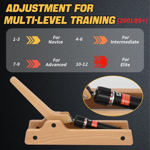 tonchean Arm Wrestling Training Equipment Wooden Arm Strength Trainer with 12 Adjustable Hydraulic Resistance Levels Portable Forearm Trainer for Home Gym, Office