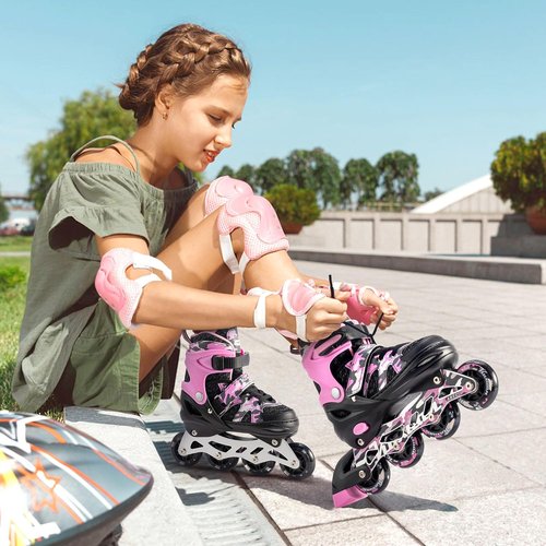 Kuxuan Adjustable Inline Skates - Light-Up Wheels for Kids & Youth | Fun & Colorful Design