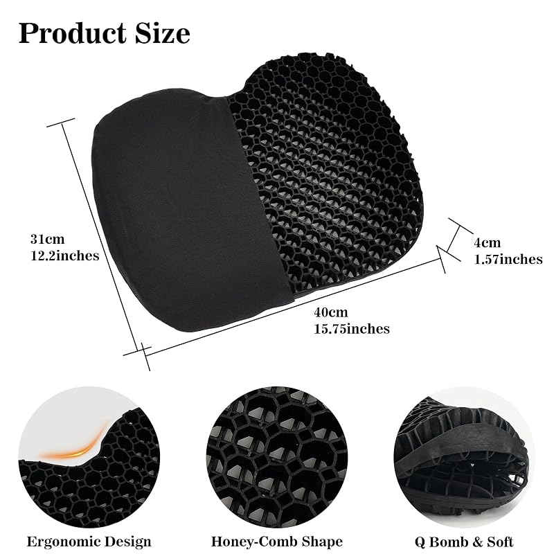 Kayak Seat Cushion Anti-Slip Gel Pad for Long Trips | Black Variation