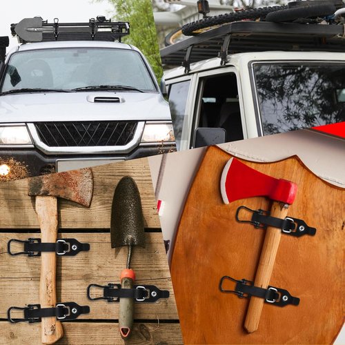 Cobee Heavy Duty Shovel Holder - 6Pcs Metal Clamp Mounting Brackets for Truck Roof Rack | Quick Release Axe Holder