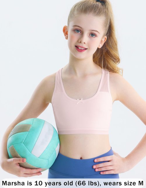 ZIAUGB Training Bras for Girls 8-14 - Wireless Seamless Sports Bra with Lightly Padded, Breathable Racerback - 4-Pack_ZB1332_75A