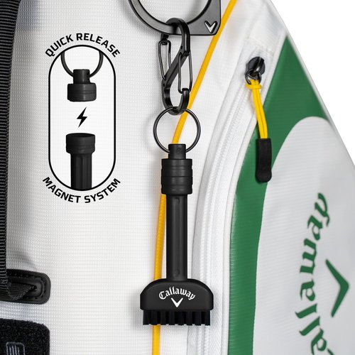 Callaway Golf Mini-Mag Magnetic Club Brush - Compact Golf Club Brush, Groove Cleaner, Golf Bag Accessory, Detachable Magnet, Durable Scrubbing Nylon Bristles