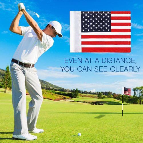 Oudain Golf Flag with Tube Inserted Waterproof Putting USA Golf Target Flag 420d Nylon Mini Pin for Yard Indoor Outdoor Veterans Day Patriotic Backyard Garden Portable, 8 x 6 Inch(3 Pcs)