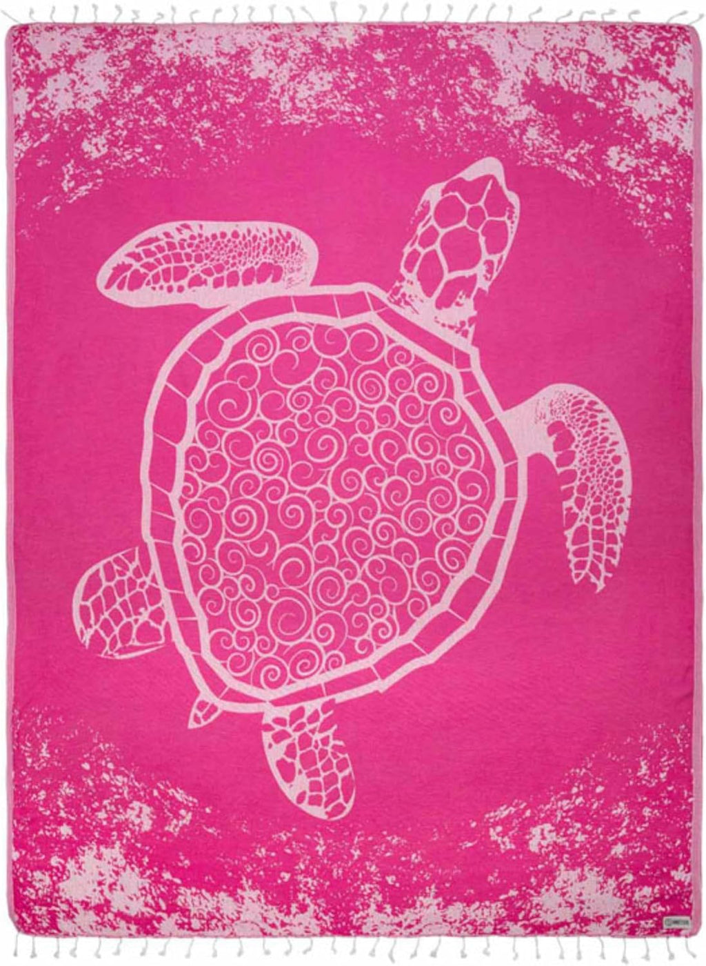 Sand Cloud Turkish Beach Towel - Sand-Free & Quick-Dry - 100% Organic Cotton - Marine Life (Crush Turtle Fuchsia)