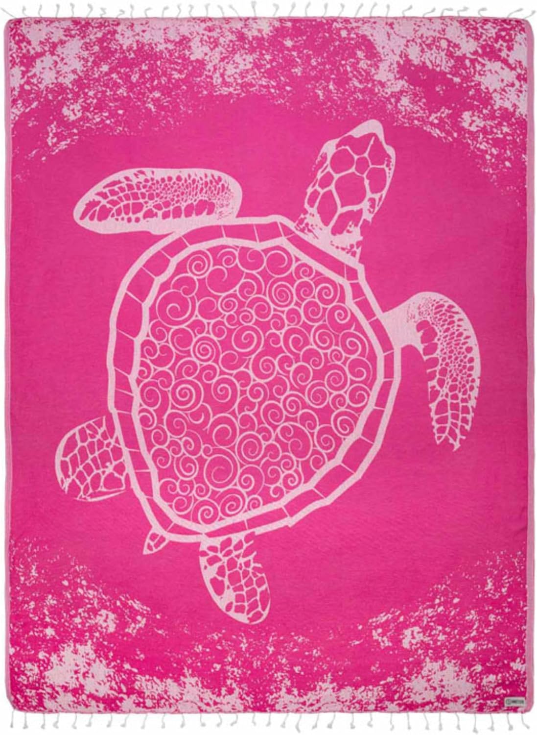 Sand Cloud Turkish Beach Towel - Sand-Free & Quick-Dry - 100% Organic Cotton - Marine Life (Crush Turtle Fuchsia)