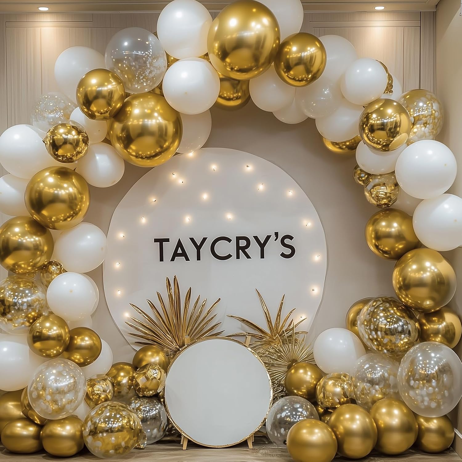 RUBFAC Gold Balloons - 129-Piece Metallic Balloon Garland Kit for Graduation, Weddings & Birthdays | Various Sizes 5-18 Inch