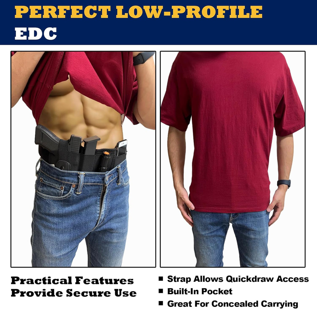 Skiennix Belly Band Holster - Concealed Carry for 2 Guns | Adjustable Tactical Waistband, Fits S&W, Glock, Ruger