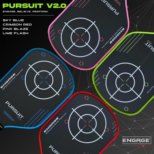 Engage Pursuit V2.0 Pickleball Paddle | Amplified Carbon Surface | Hybrid - Crimson Red (Crimson Red)