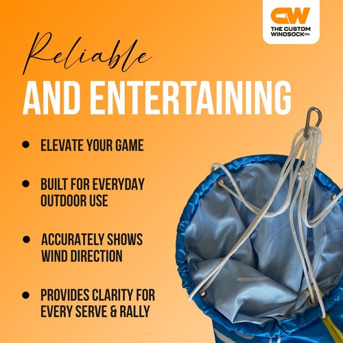 Pickleball Windsock Flag 10"x36" | Blame the Wind Design | Easy Install with Carabiner | Lightweight 4 oz Polyester | Quad-Stitched Durable Fabric | Shows True Wind Direction & Speed