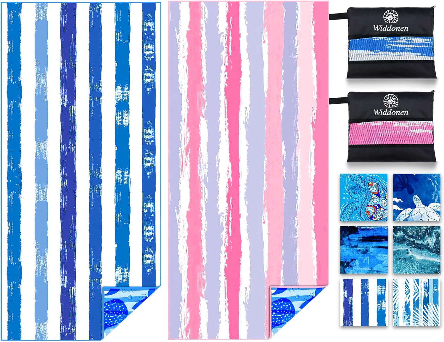Widdonen Microfiber Beach Towel - Extra Large, Sand-Free, Quick-Dry & Absorbent | Soft Travel Accessory