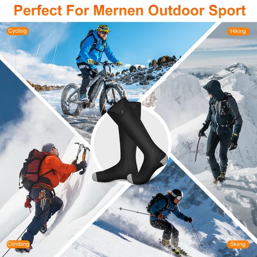 Heated Socks, 6000mAh Rechargeable Electric Socks for Men Women with APP Control, Washable Winter Warm Thermal Socks with 4 Heating Levels for Ski Hunting Cycling Camping Hiking Motorcycle Black
