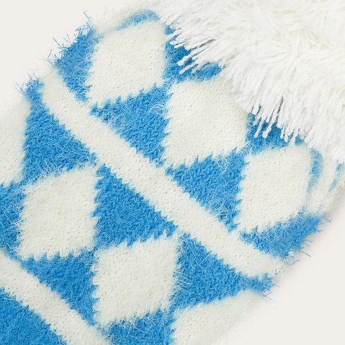 Craftsman Golf Knit Blue and White Diamond Pattern Pom Pom Driver Head Cover Headcover for Callaway Mizuno Cobra Taylormade