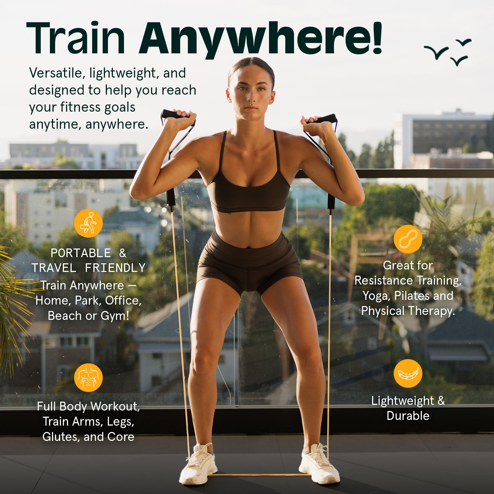 Retrospec Train Resistance Bands Set for Working Out - 5 Stackable Bands, Handles & Door Anchor - Portable Fitness Equipment for Physical Therapy & Yoga Includes Carry Bag