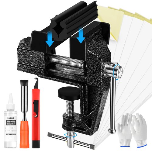 MoKo Golf Grip Kit for Regripping Clubs, Portable Golf Regripping Kit, Includes Hook Blade, Tapes, Rubber Clamp, Bench Vise, Tape Remover, Gloves, Solvent and Nozzles, Easy to Use