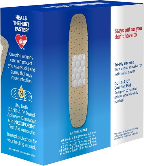 Band-Aid Brand Tru-Stay Sheer Strips - Adhesive Sterile Bandages for Wound Protection | 80 Count Assorted Sizes