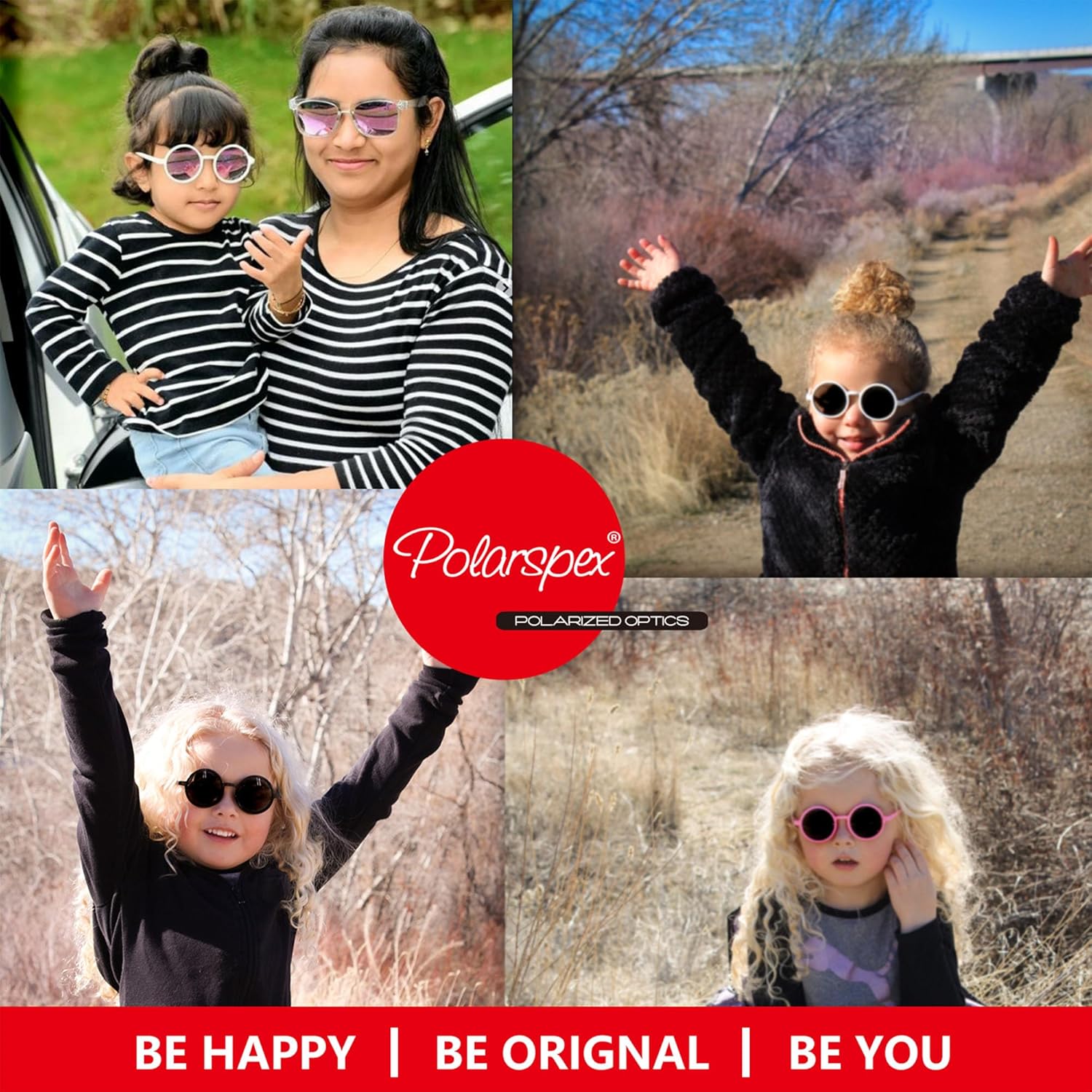 PolarSpex Polarized Kids Sunglasses - Retro Circle Design | BPA-Free & Stylish