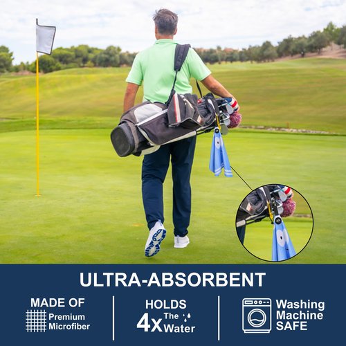 Scale Wear Design Magnetic Microfiber Waffle Disc Golf Towel – Large 16"x24" Clean Golf Club Ball Magnet Clip Hang Bag Cart Strong Premium Strength Ultra Absorbent Gear Blue Men (Towel Guy)