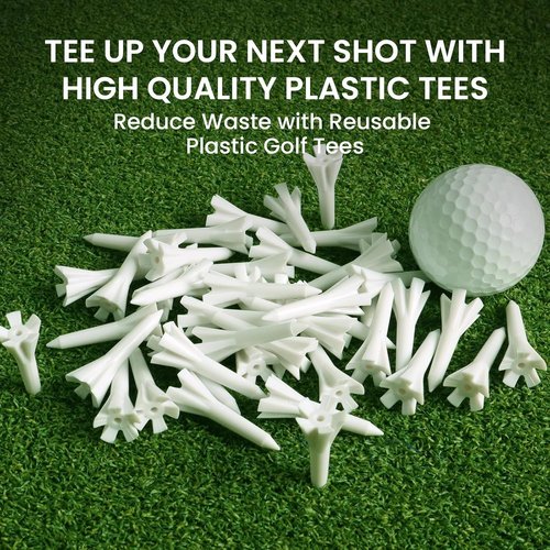 GKandi Golf Tees 5 Prong Design Plastic Short Golf Tees 1 1/2 Inch Bulk for Women Men Ladies Clubs Golf Balls 50/100/200 Count White Blue (White, 200pcs)