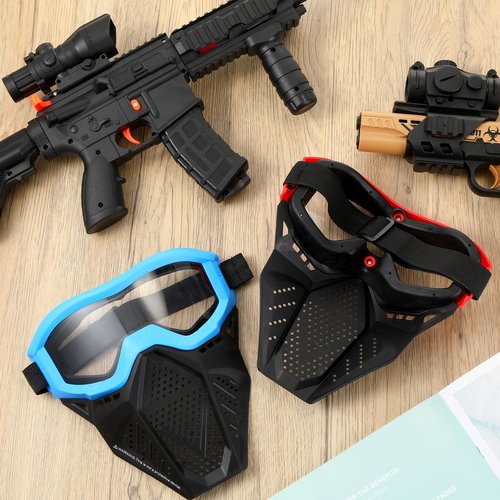 RoundFunny 8 Pack Tactical Mask for Kids with Safety Goggles to Protect Eyes, Full Mask Eye Protection for Christmas Kids Gifts CS Airsoft Shooting Game Party(Bright Color)