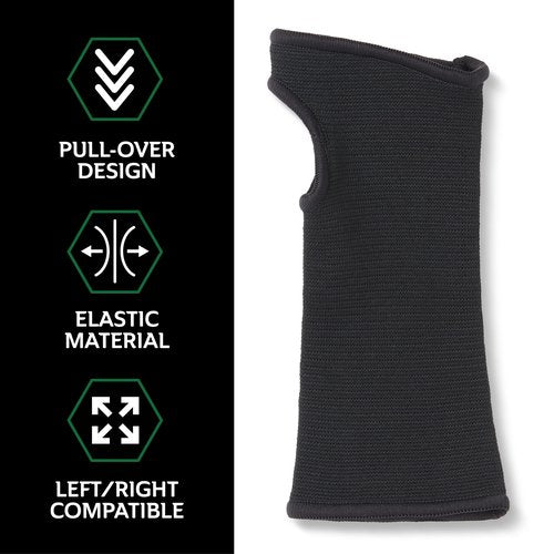 CURAD Elastic Pull-Over Wrist Support, Wrist Brace Sport Wrist Support for Fitness, Weightlifting, Tendonitis, Carpal Tunnel Arthritis, Pain Relief-Wear Anywhere, Black, Medium