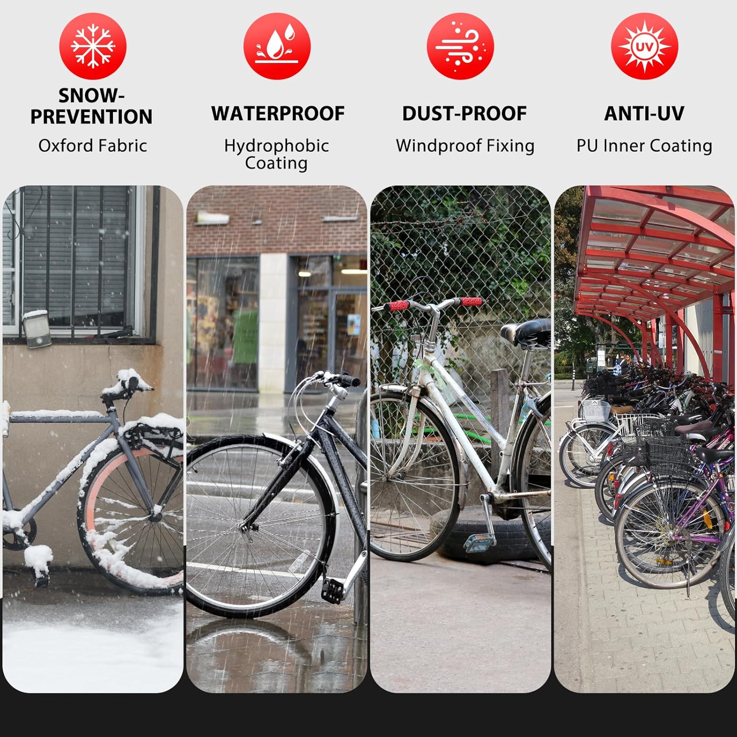 Topcrown Waterproof Bike Cover - Outdoor Storage for 3 Bikes | UV, Dust & Wind Proof, XXXL Black & Red
