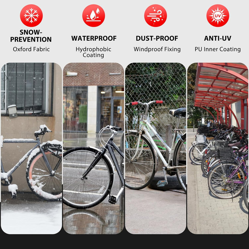 Topcrown Waterproof Bike Cover - Outdoor Storage for 3 Bikes | UV & Dust Protection, XXXL Size (Black & Red)