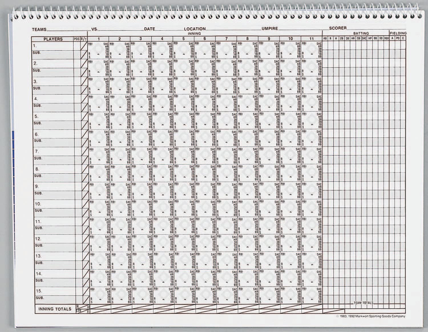 Markwort Baseball & Softball Scorebook - 23 Games, Blue, (BSQ7)