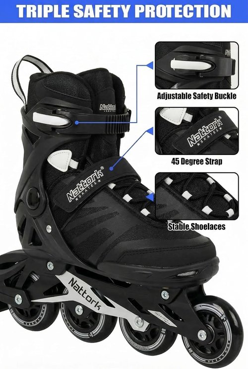 Nattork Inline Skates for Adults - Fitness Blades with Aluminum Frame & Breathable Mesh | Durable PU Wheels