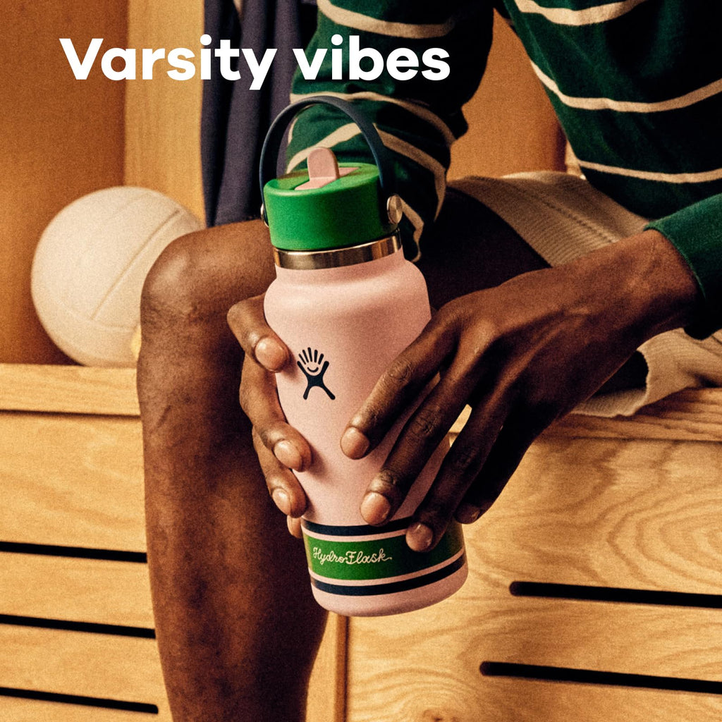 Hydro Flask Water Bottle - Insulated Stainless Steel - Standard Mouth Flex Straw Lid, Non Spill, Leakproof and Refillable in 21 Oz Campus Pink