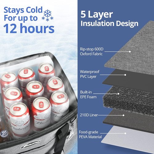 Maelstrom Collapsible Soft Cooler Bag - Leakproof & Portable Ice Chest for 35/55/75 Cans | Ideal for Beach, Camping & Road Trips