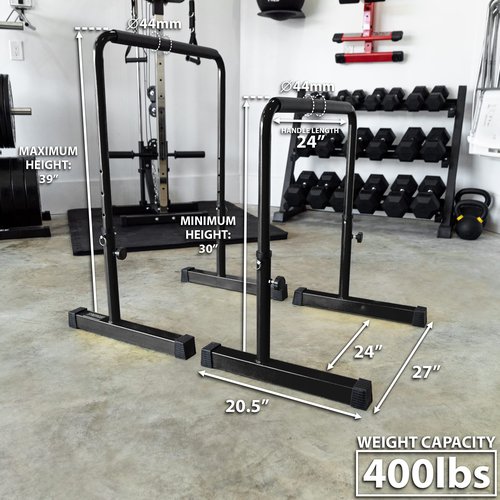 Synergee Dip Bar Black. Adjustable Dip Station from 30” – 39” for Dips, Inverted Pull Ups. Max capacity 400 lbs. Portable Dip Stand for Total Body Workout.