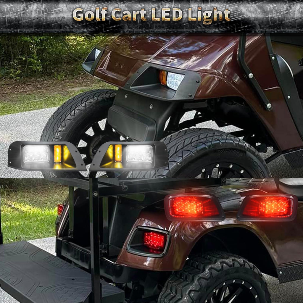 Orle Oko Golf Cart Deluxe Light Kit for EZGO TXT,12V Street Legal Golf Cart Upgrade Headlights Taillights Kit for EZGO TXT Led Light 1996-2013 with Turn Signals Hazard Light Switch Horn Brake Pad