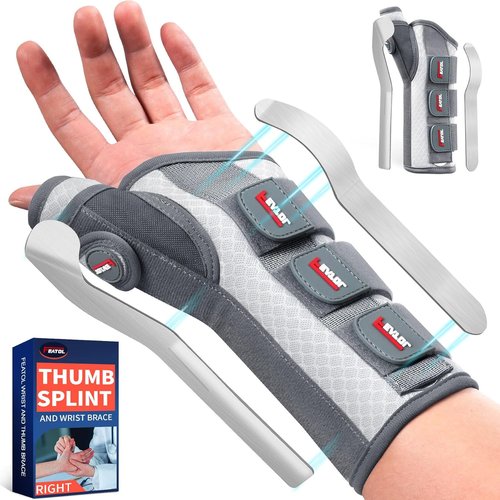 FEATOL Carpal Tunnel Wrist Brace - Night Support Thumb Spica Splint for De Quervains - Large/XLarge, White Pink