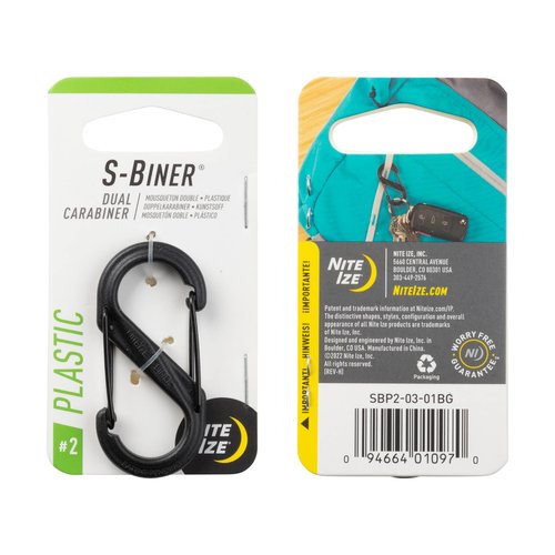 Nite Ize S-Biner Plastic Dual Carabiner - Durable Dual Carabiner with Wire Gate Closure for Organizing Keys & Keychain Attachments - Size 2, Black (10 Pack)