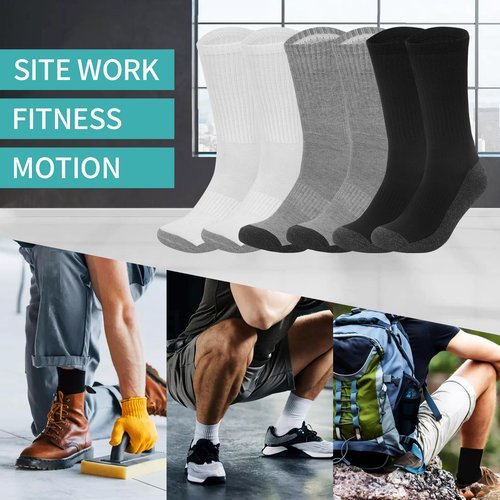 Usavemo 30 Pairs Mens Crew Athletic Socks Cushion Running Ourdoor Sports Work Socks for Men Size 10-13