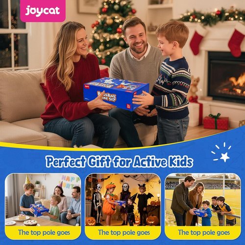 JoyCat Baseball Games for Kids - Adjustable Height T-Ball Practice Equipment with 4 Soft Balls