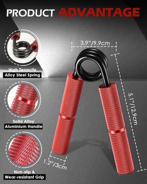 Hozzen Grip Strength Trainer, 6 Pack Grip Strength Trainer Set (50-200LB), No Slip Hand Grip Strengthener, Wrist Forearm Strengthener with Grip Tape for Strength Training, Exercise, Injury Recovery