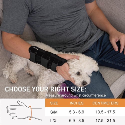 Deluxe 3-Strap Wrist Brace - Adjustable Support for Carpal Tunnel & Tendonitis - Lightweight, Breathable Design (S/M, Right Hand)