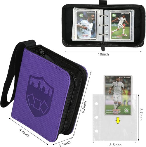 GERMUN Mini Card Binder - 80 Pocket Trading Card Collection Album with 40 Double-Sided Sleeves | Purple