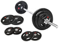 Fitvids Cast Iron Standard Weight Plates Including 5FT Standard Barbell with Star Locks – 45-Pound Set (35 Pounds Plates + 10 Pounds Barbell) – nan – Black