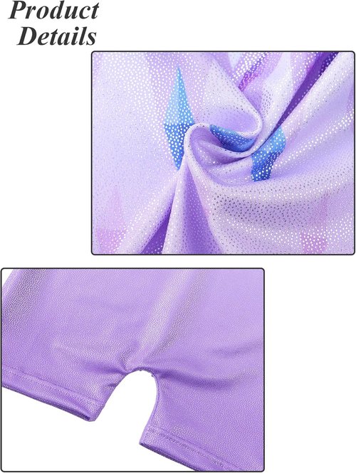 BAOHULU Gymnastics Leotards for Girls Christmas Long Sleeve Shiny Sequins Kids Biketards with Shorts Dance Unitards
