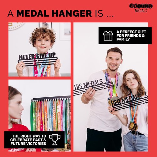 Brushed Steel Sports Medal Hanger - Stylish Race Award Holder for Wall Display | Perfect for Marathon Medals