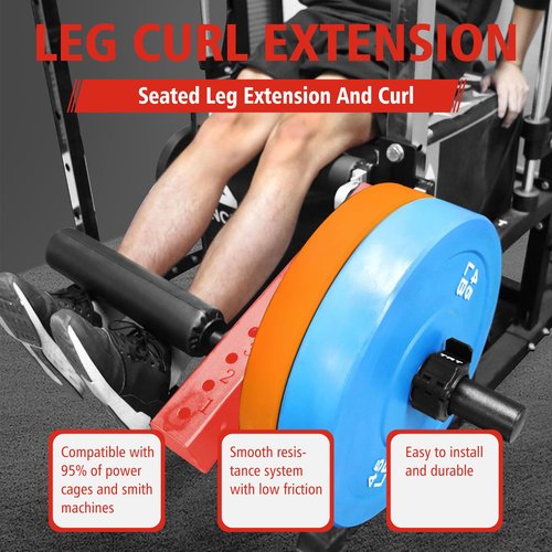 Seated Leg Strength Extension and Curl Athletic Practice Machine,Adjustable Leg Fitness Equipment Attachment, Fitness Squat Rack Accessories( 1 inch Aperture Rack Hole-RED)
